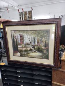 lot 20937 image: Framed Courtyard Garden Print with Matting