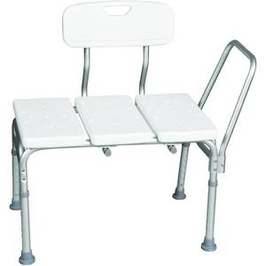 lot 20952 image: Transfer Bench by Carex, White, Non-Slip Texture, Oversized, Reversible Seat Back for Left or Right Hand Entry