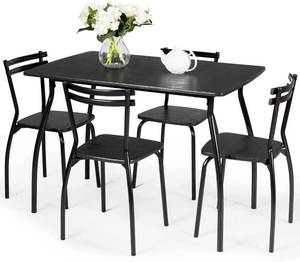 lot 20969 image: NAFORT, Modern Rectangular Kitchen Dinette Table Metal Frame Breakfast Furniture for Home Dining Room Dinette, Black