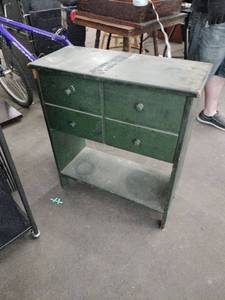 lot 20977 image: vintage green-painted wooden console chest