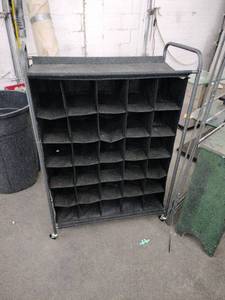 lot 20979 image: black rolling shoe cubby organizer 30 Slot
