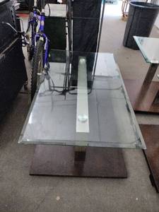 lot 20982 image: modern square Glass Top Dining Table