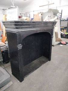 lot 20987 image: black wooden faux fireplace mantel