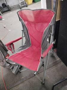 lot 20993 image: portable, red-and-gray folding quad camp chair