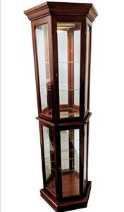 lot 20918 image: tall, narrow, half-hexagon Curio Display Cabinet