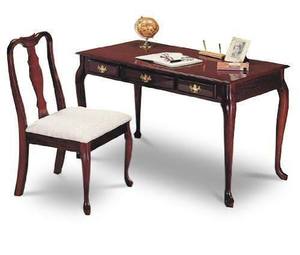 Queen Anne-style cherry finish writing desk and matching chair