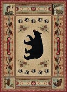 lot 20995 image: Woodland Bear Area Rug 5x8 Ft