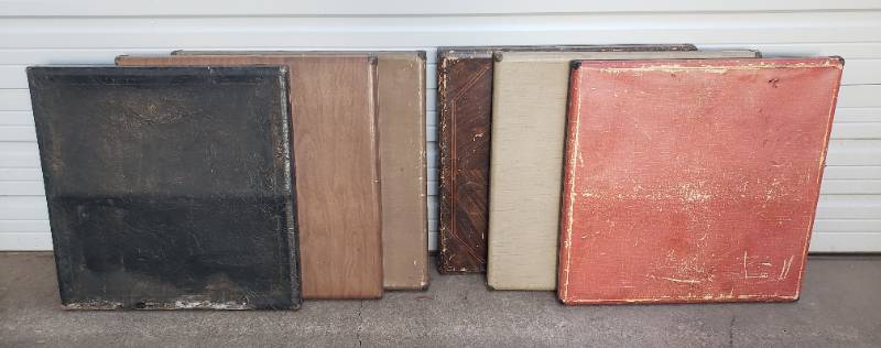 lot 46 image: Lot of 6 Vintage Folding Card Tables with Metal Frames & Legs - 30in W x 30in L x 26.5in T