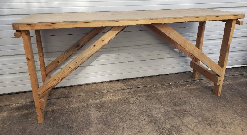 lot 166 image: Large Wood ShopWork Bench - 75in L x 25in D x 34in T - SolidHeavy - Bring Help to LoadMove