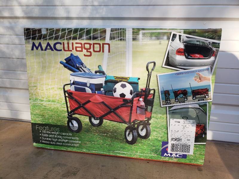 lot 178 image: New in BoxUnopened - MAC Wagon Heavy Duty Steel Folding CartWagon - with Durable Canvas - 22.5Lbs  - 35.5in L x 20.25 in W x 22.5in T Open