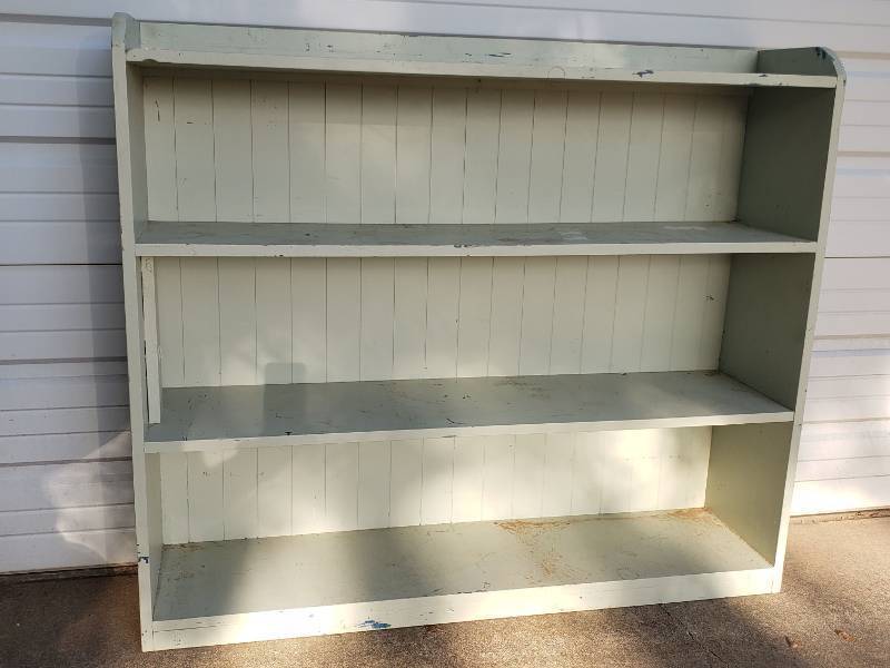 lot 179 image: Large Custom Made Solid Wood Storage ShelfBook Case - Painted LIght Gray - 48in T x 12in D x 42in T