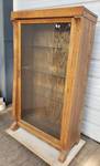 Beautiful Antique Oak Curio Display Cabinet with Curved Feet, Glass Door and 3 Adjustable Height Glass Shelves - 31.5in W x 15in D x 54in T