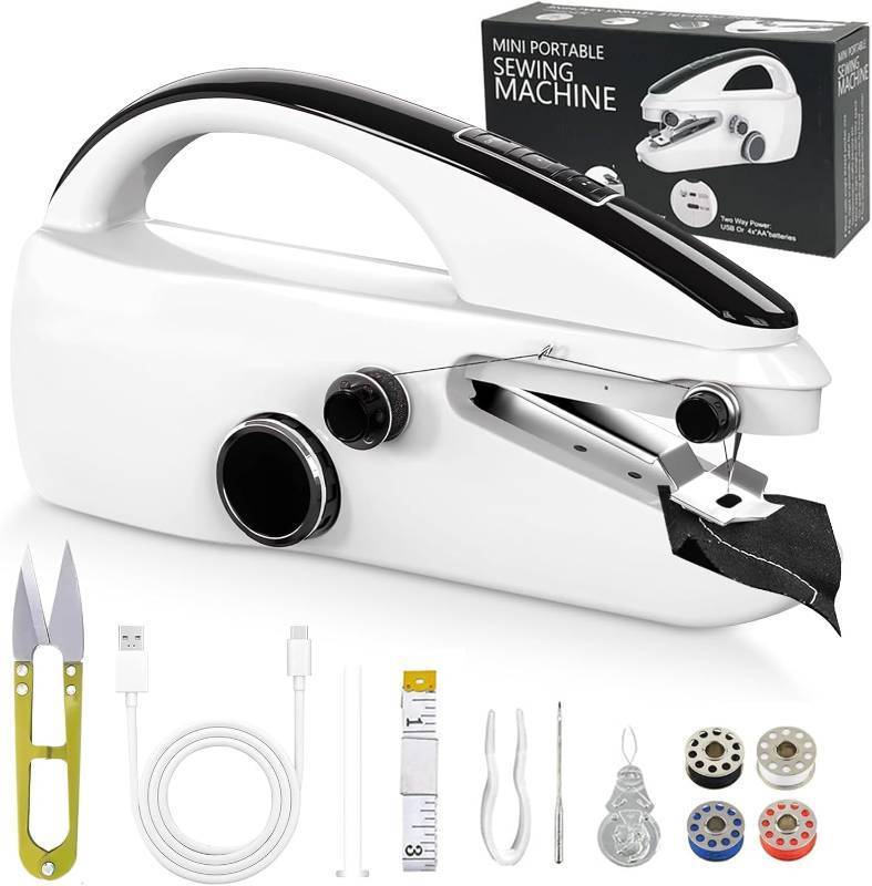 lot 1038 image: Handheld Sewing Machine Portable Mini with Sewing Kit, Dual Speeds