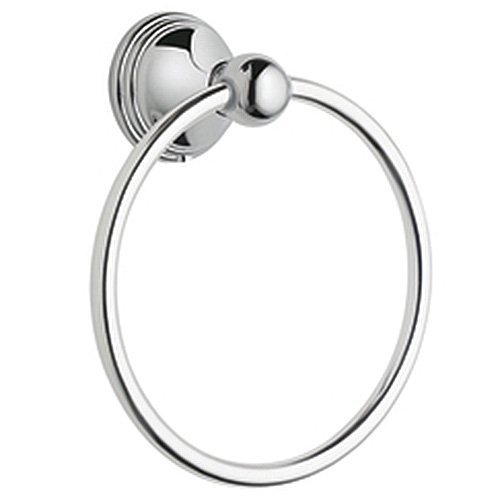 lot 1085 image: Moen Preston Towel Ring, Gray Metal, 7.0 H x 6.25 W x 2.38 D in