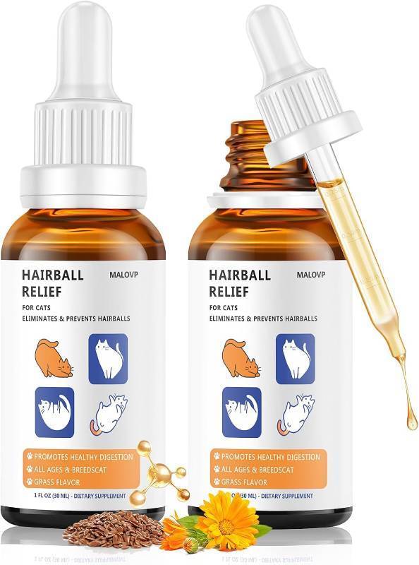 lot 1241 image: Hairball Treatment for Cats - Hairball Remedy, 60 ml, 2 Pack, Chicken Flavor