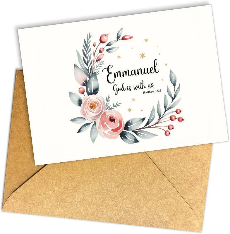 lot 1445 image: Emmanuel Christmas Card Jesus Faith Cards  Emmanuel Gifts 5.3x8 Inches