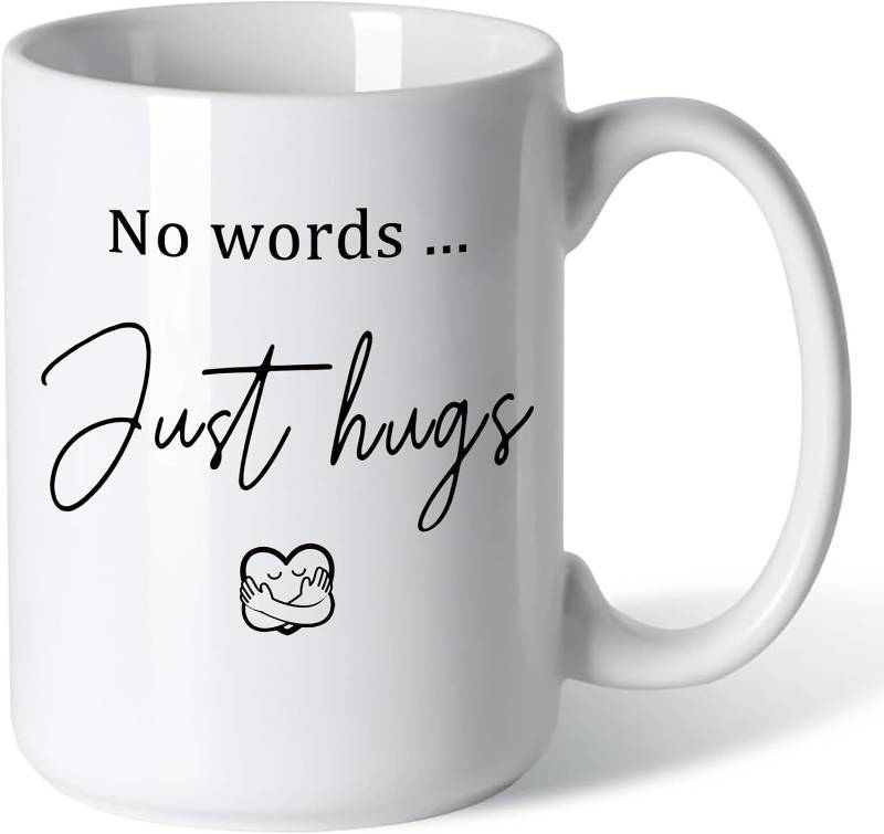 lot 1529 image: No Words Just Hugs Sympathy Mug 15oz, double-sided, microwave safe