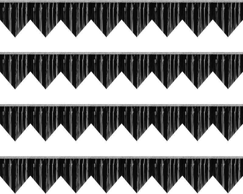 lot 12829 image: 4P Glitter Triangle Pennant Banner Flags, Metallic Bunting Garland (Black)