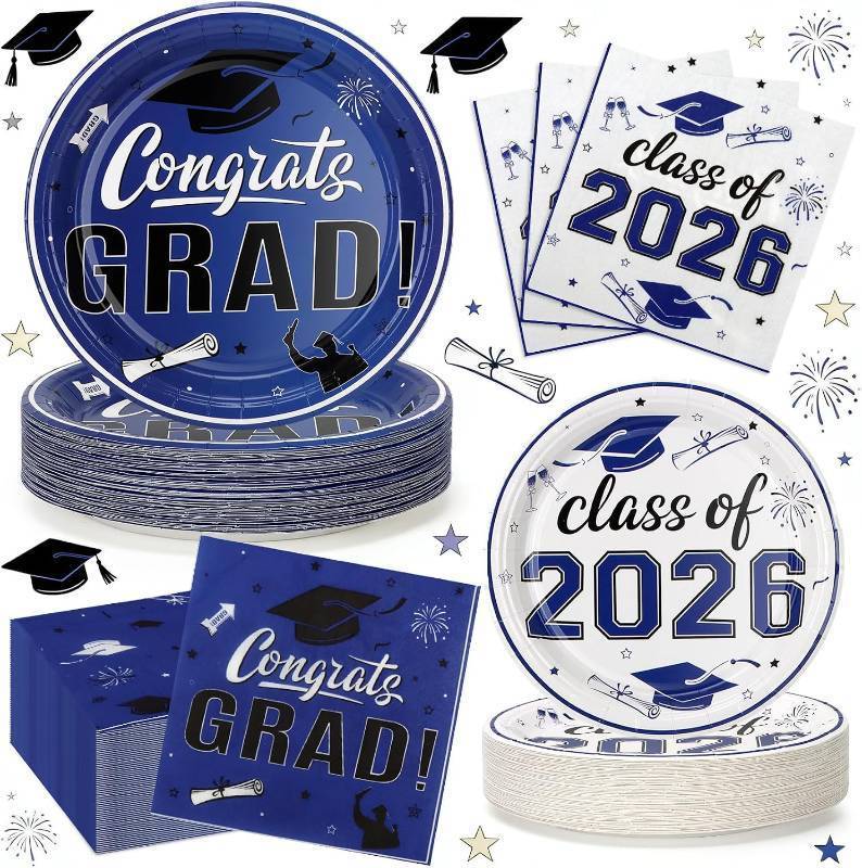 lot 12951 image: Graduation Plates and Napkins, 9 Plates  7 Desserts, Class of 2026