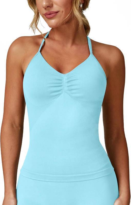 lot 13074 image: ABOCIW Womens Impact Longline Strappy Halter Sports Bra Tank Top small