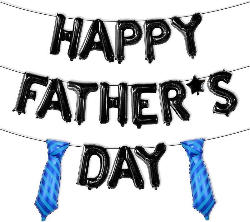 lot 13267 image: Happy Fathers Day Balloons - 16-Inch Black Balloons for Fathers Day Decor