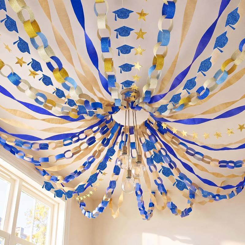 lot 20014 image: TaoBary Graduation Decorations 2026 Blue & Gold Grad Party 42ft Cap Banner