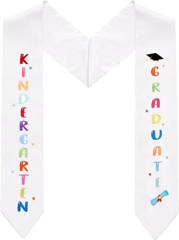 lot 20152 image: Kids Kindergarten Graduation Sash, Unisex Preschool Stole with Colorful Word