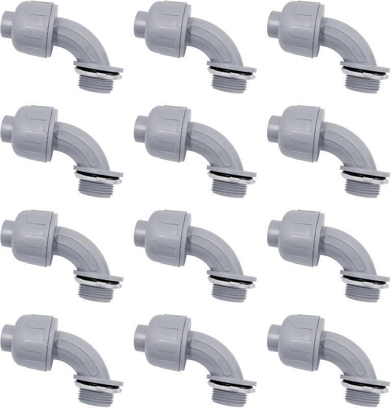 lot 20279 image: 34 in Liquid Tight Connector 90  PVC Flexible Conduit, UL Fittings (12 Pcs)
