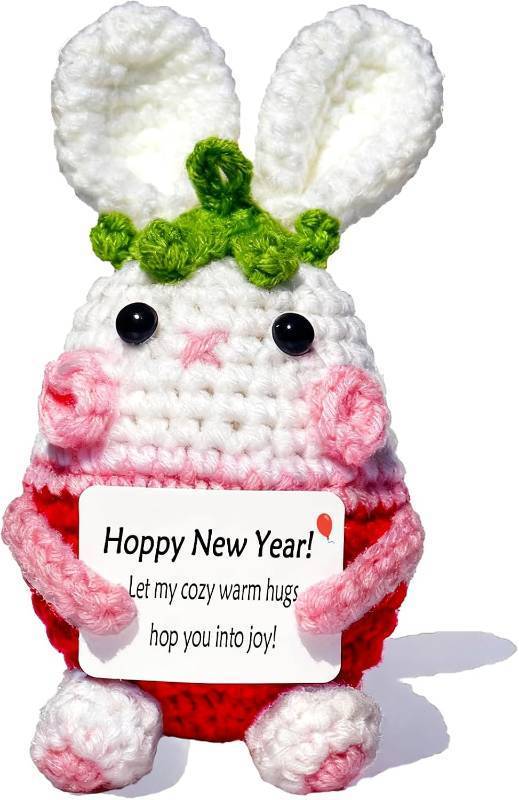 lot 20404 image: Emotional Support Crochet Bunny, Handmade Positive Crochet Gift Idea