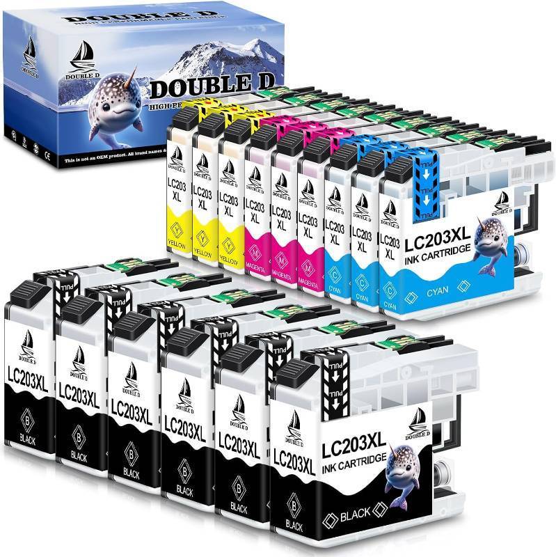 lot 20530 image: DOUBLE D LC203LC203XL Compatible Ink Cartridges (15 Pack) for MFC-J Series