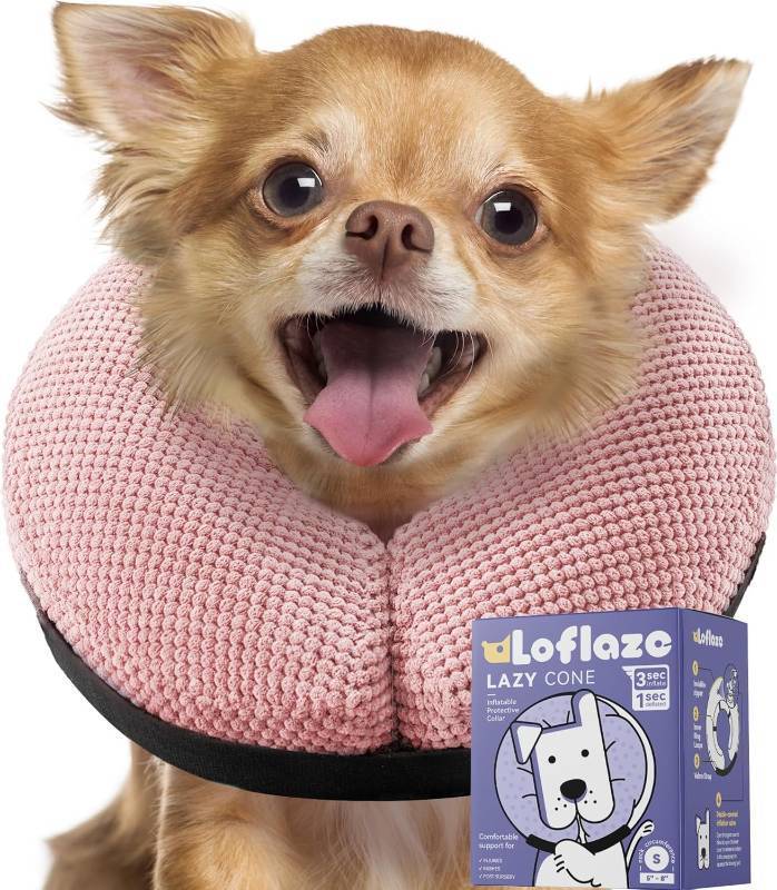 lot 20728 image: Loflaze Soft Inflatable Dog Cone Collar for Dogs & Cats - After Surgery