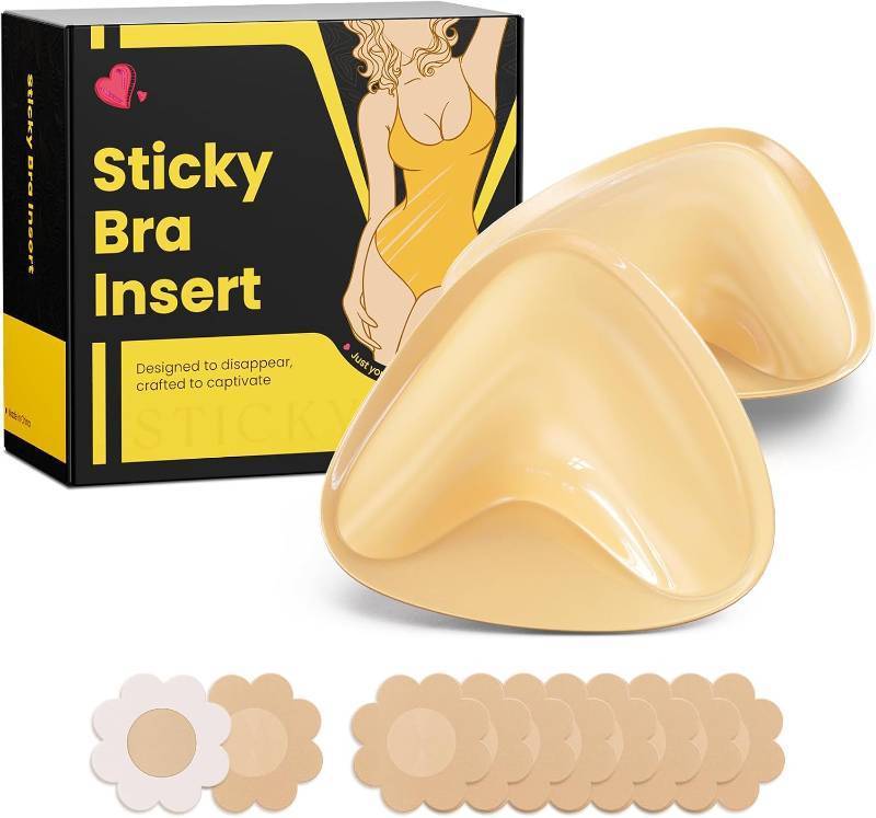 lot 20745 image: Double-Sided Sticky Bra Push Up, Invisible Pad Inserts for Breasts (Beige)