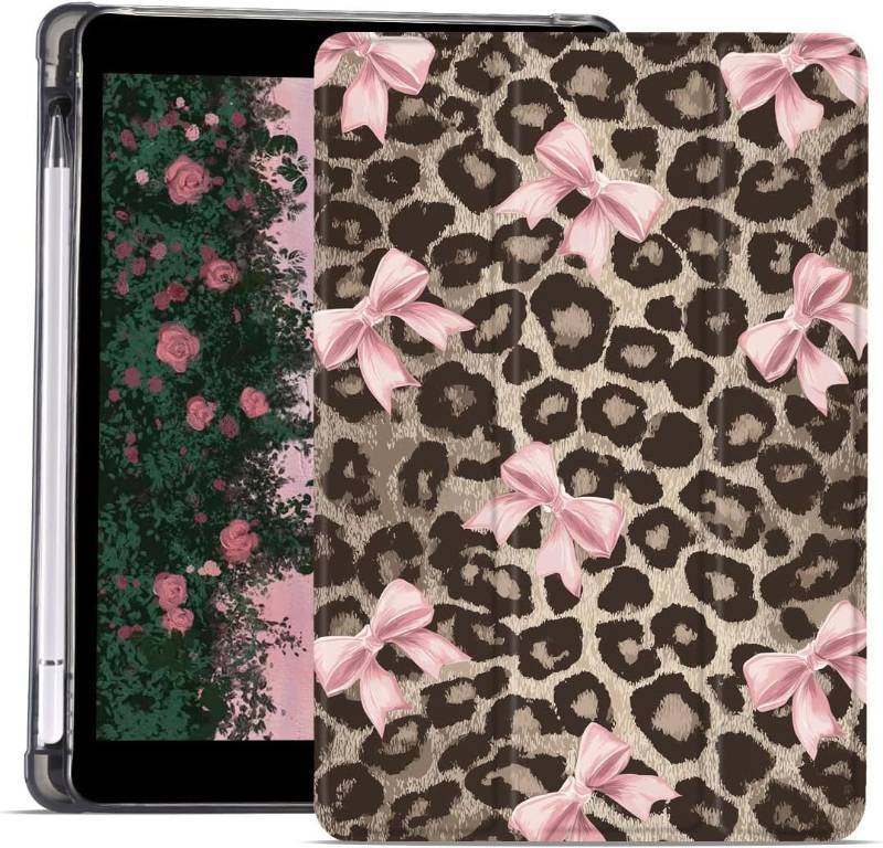 lot 20767 image: Pink Bow Case for iPad Air 13 M4M3M2 Leather Protective Pencil Holder