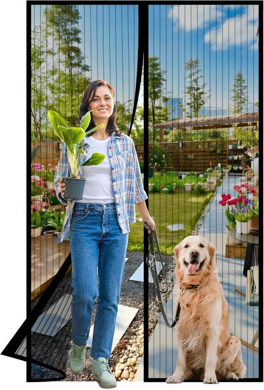 lot 20875 image: Magnetic Screen Door 30x80 Mesh for FrontSliding Door, Hands-Free