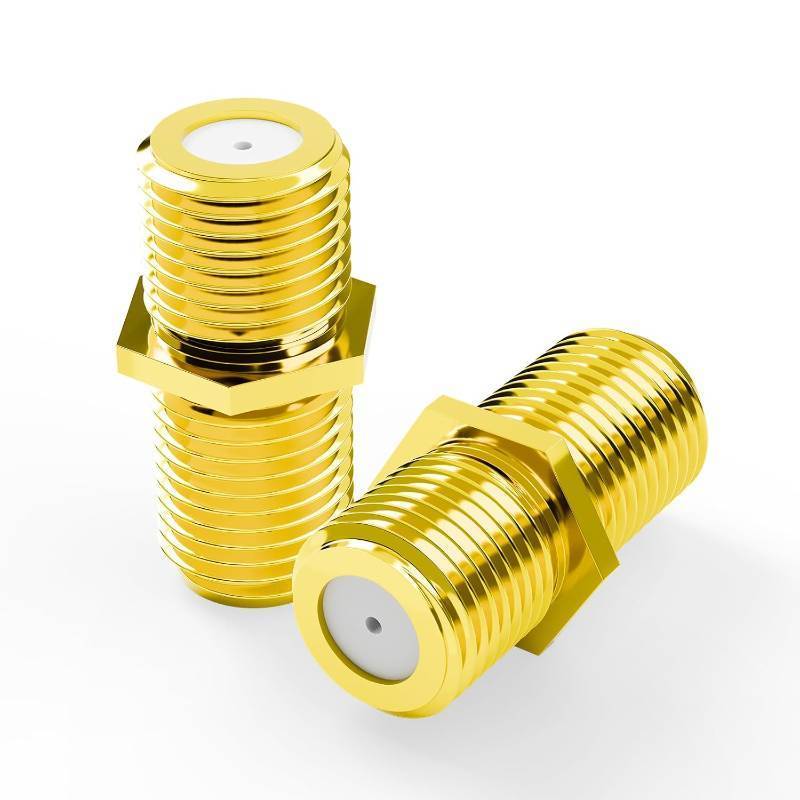 lot 20892 image: VCE RG6 Coax Cable Connector F-Type Female to Female, Gold Plated, 2 Pack