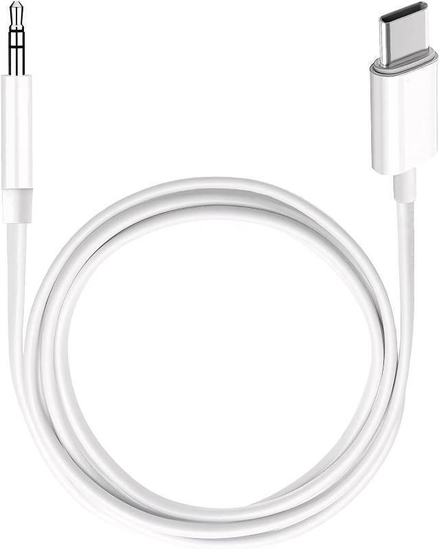 lot 20900 image: USB-C to 3.5mm Audio Cable, 3.3 ft, Aux Cord for iPhoneAndroid, White