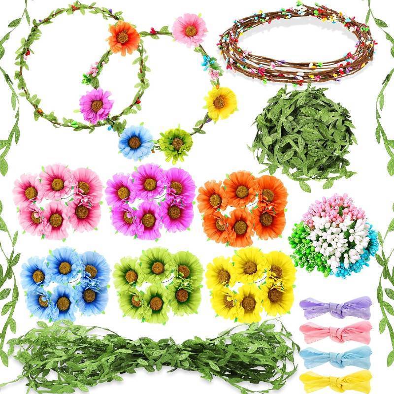 lot 20990 image: Syhood Daisy Crowns Making Kit, 109 Pieces, for Flower Crowns and Headbands