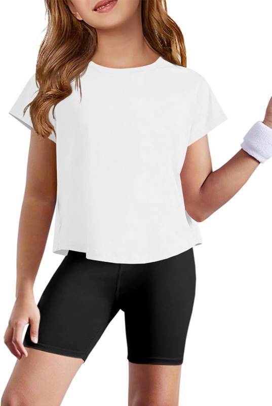 lot 11000 image: ZDC Girls Athletic Yoga Shirts Short Sleeve Quick Dry Crop Tops Gym Tees 5-T