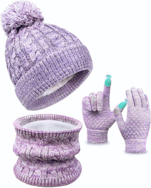 lot 11039 image: Kids Winter Hat Gloves Scarf Set for Toddlers 3-10, Beanie & Mittens