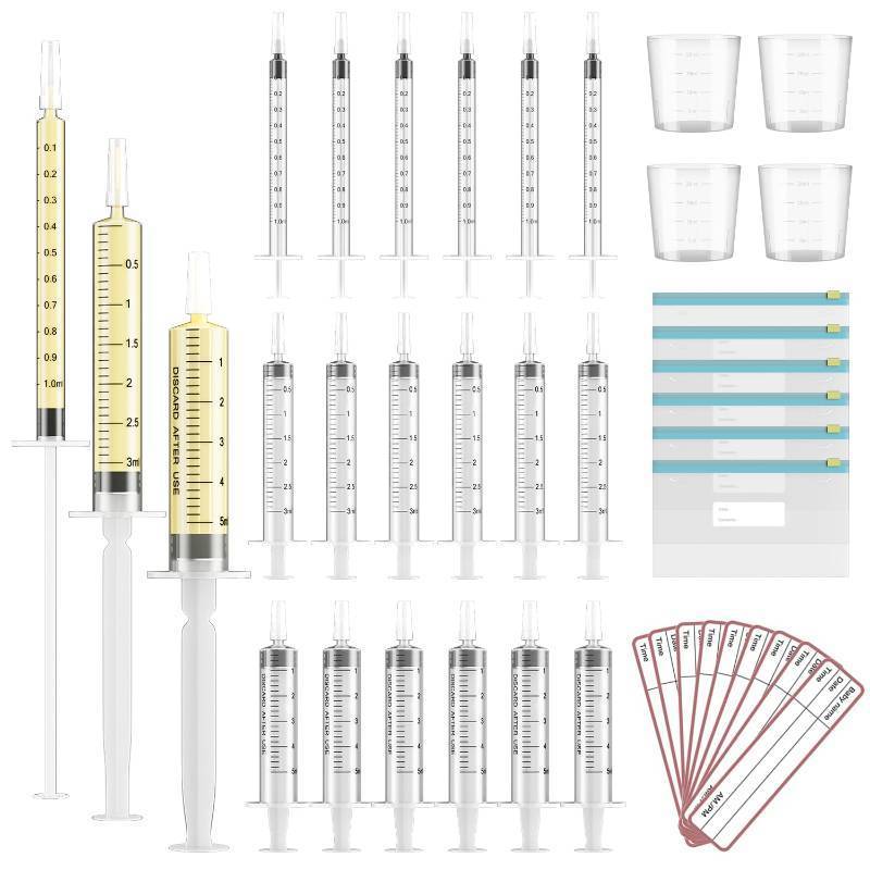 lot 2133 image: 60 Sets Colostrum Collector Kit 135 mL Syringes, Cups, Bags, Labels