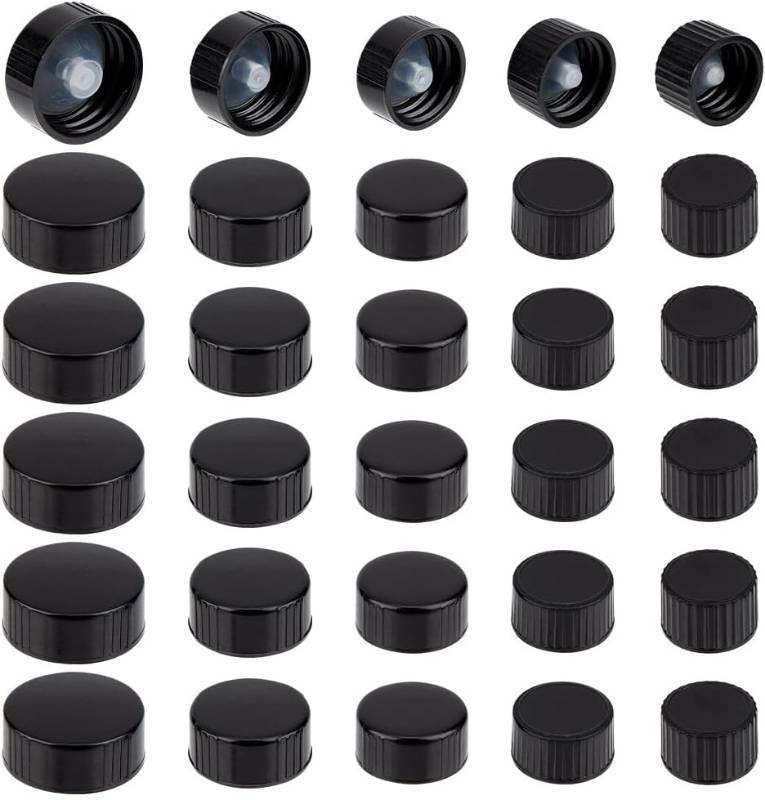 lot 2168 image: OLYCRAFT 30Pcs Phenolic Resin Bottle Caps, Black Poly Seal Screw Caps