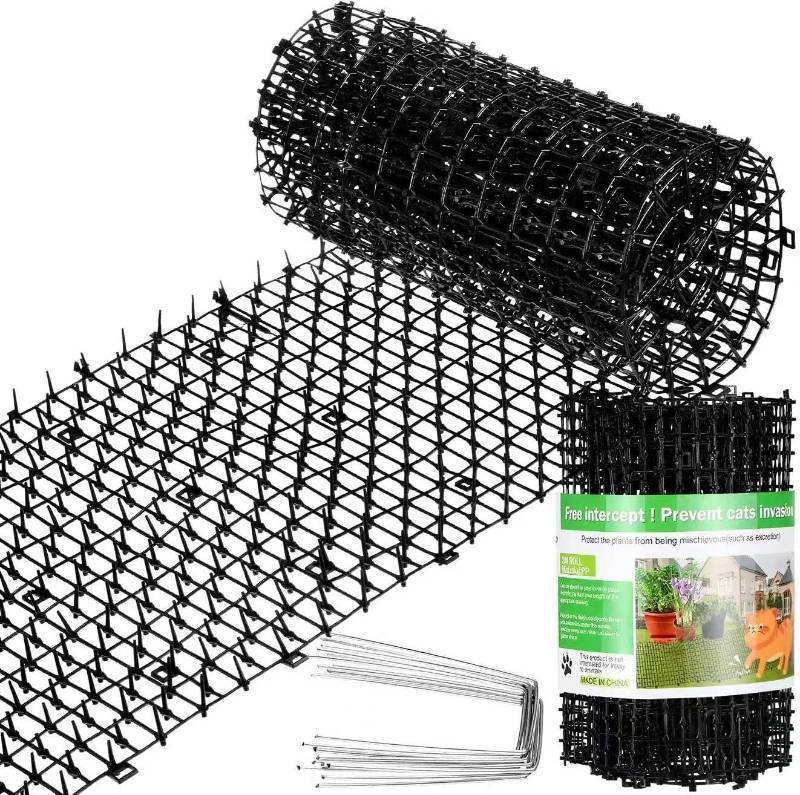 lot 2222 image: Sanwuta 2 Pcs Cat Spike Mat 26.3 ft Deterrent with Spikes, 10 Staples Black