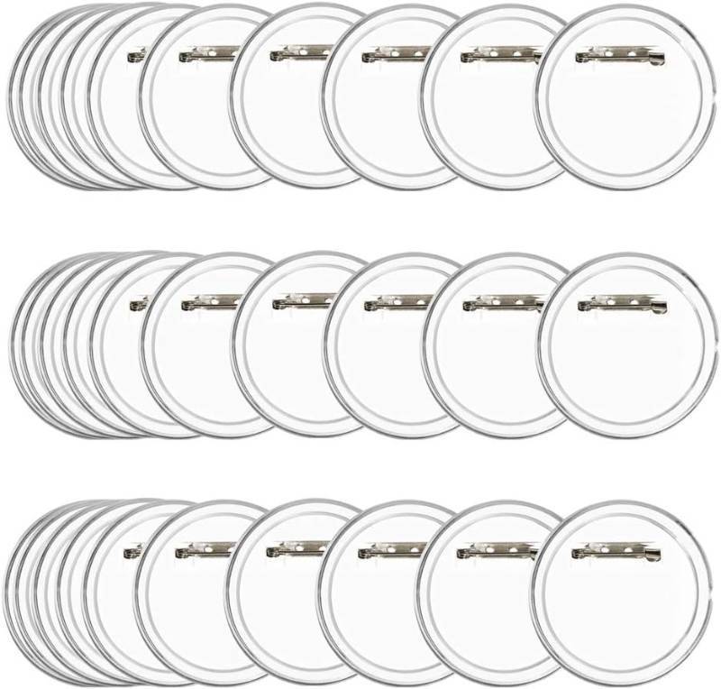 lot 2507 image: BUYGOO 30-Pack 2.4in Clear Button Pins for DIY Button Badges Kit