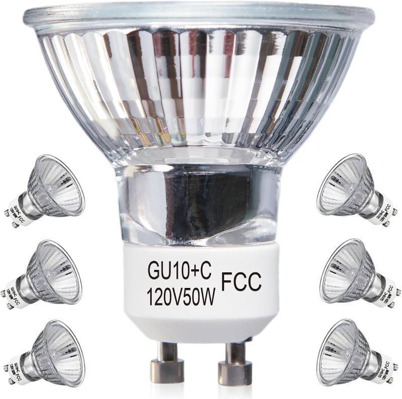 lot 2582 image: Elenhome GU10 Halogen Light Bulbs, 6 Pack, 120V 50W Dimmable, 2800K