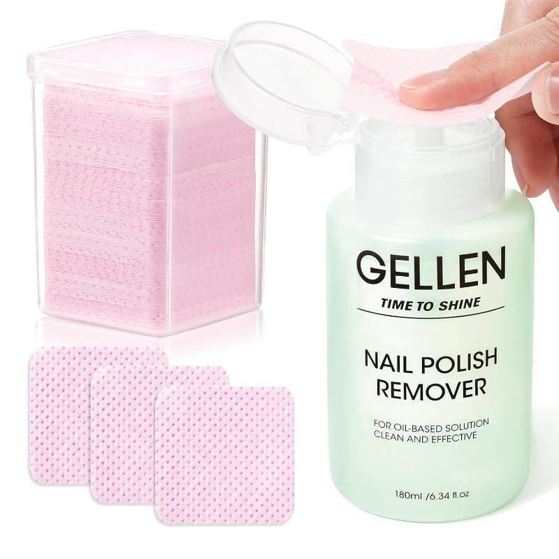 lot 2792 image: Gellen Non-Acetone Nail Polish Remover Jasmine Scent, 200 Pads, 6.1 fl oz