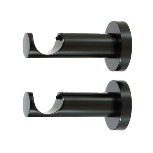 lot 2868 image: Ivilon Curtain Rod Brackets for 78 and 1 in Rods, 2-Pack, Black