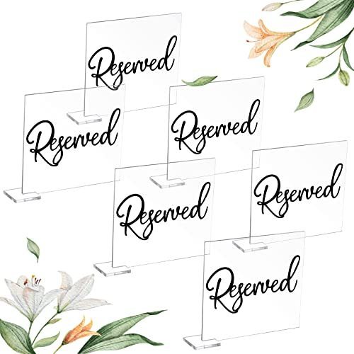 lot 3015 image: Bucherry 6 Pcs Black Reserved Table Signs, 3.9 x 3.5 in, Clear Acrylic