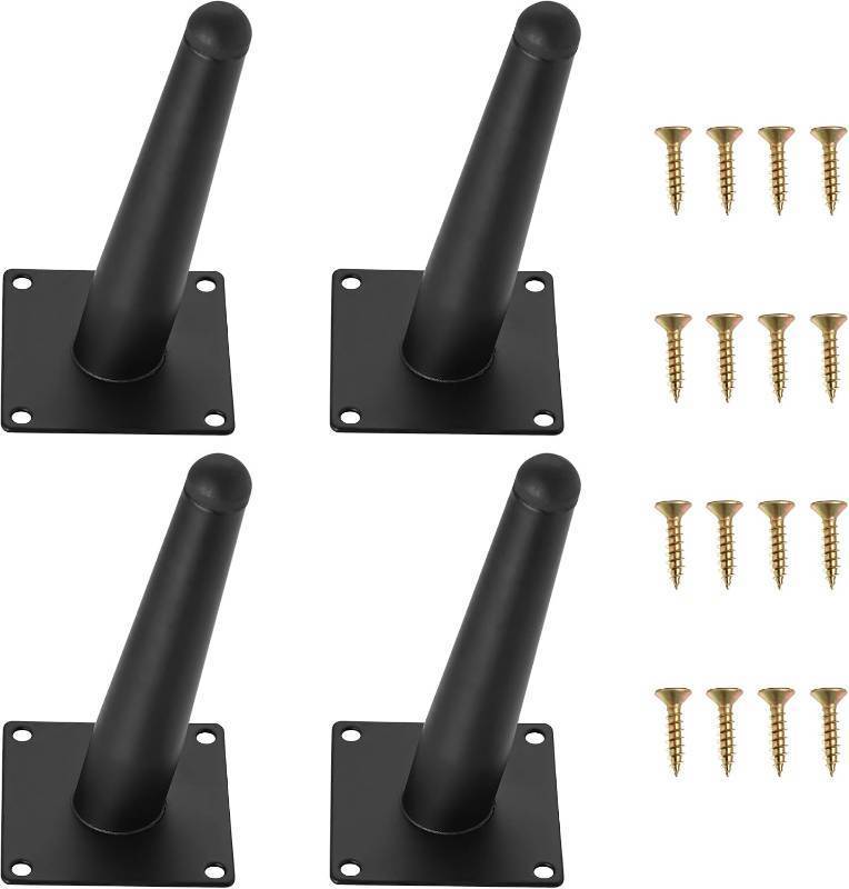 lot 1786 image: 6-Inch Metal Black Furniture Legs, Set of 4  Inclined Cone, Thickened Feet