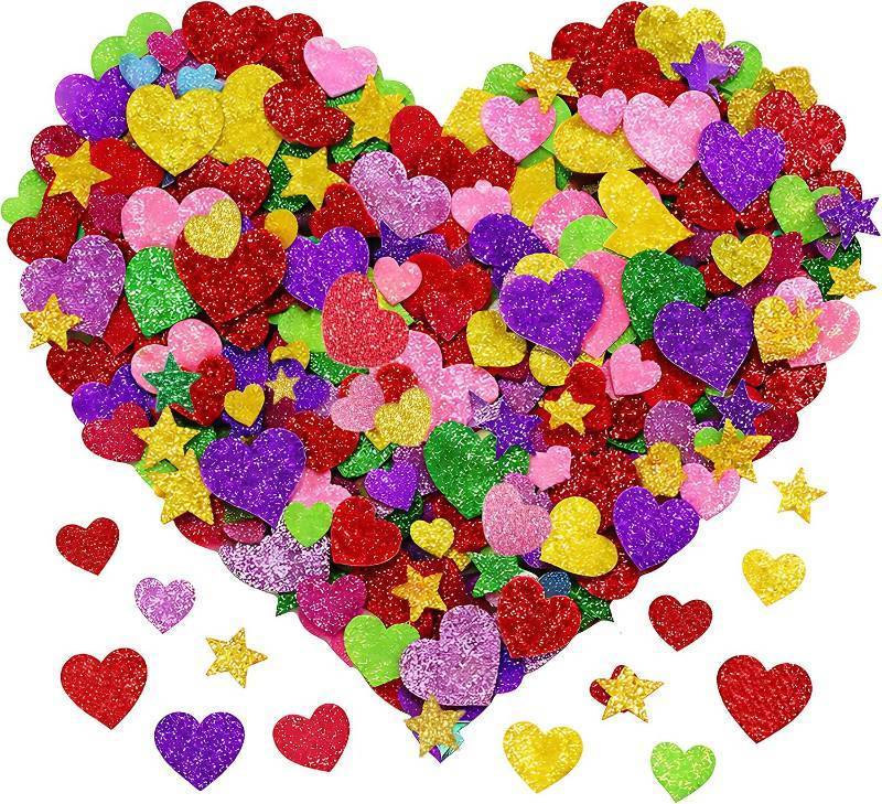 lot 2002 image: 280 PCS Glitter Foam Reward Stickers for Kids - Self-Adhesive Stars, 2-Pack