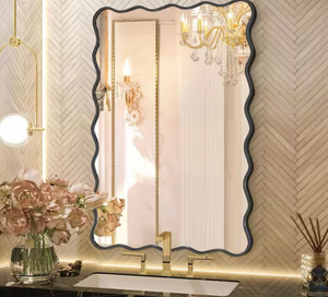 lot 5477 image: 24 in. W x 36 in. H Rectangle Black Aluminum Alloy Framed Wall Mirror Decorative Wall Mirror - Retail $0
